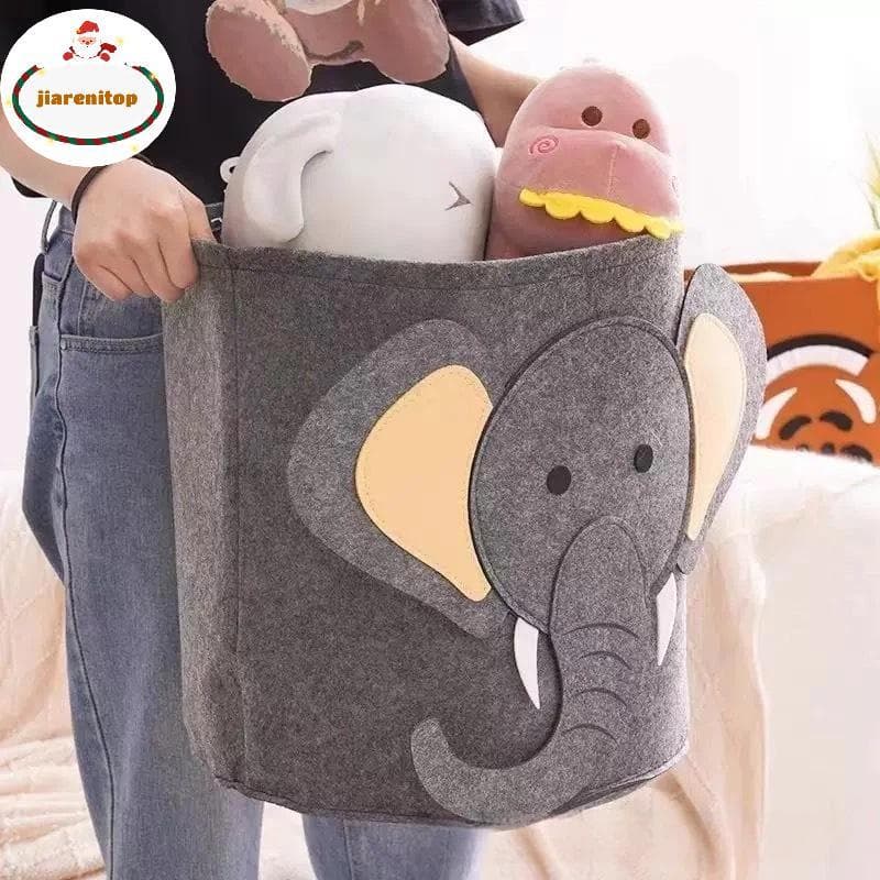 jiarenitop Cesto De Armazenamento De Feltro De Animal Fofo De Desenho Animado , Resistente Ao Desgaste , Grande Capacida