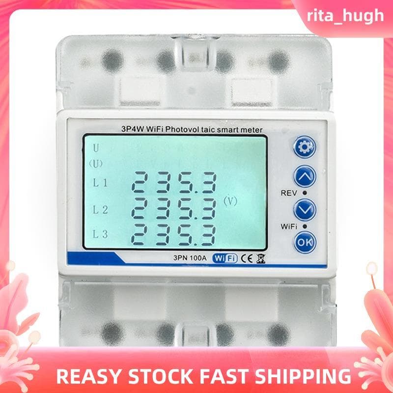 3 Fases 380V 100A Tuya WiFi Inteligente Bidirecional KWh Medidor Sobre Sob Tensão Protetor Interruptor De Relé Limite De