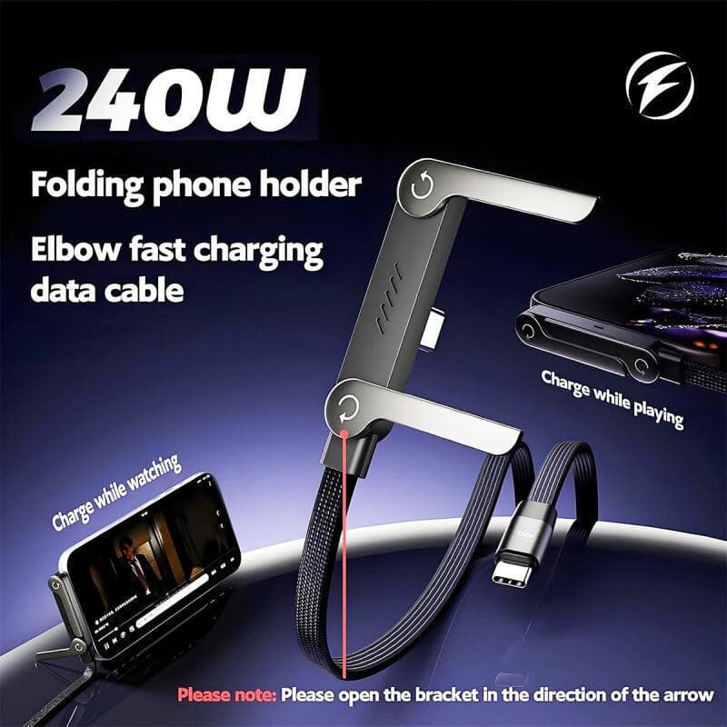 240W PD Carregamento Rápido Dobrável Suporte Para Telefone Cabo De Dados Celular Tablet Type C Linha De Carga Burstod
