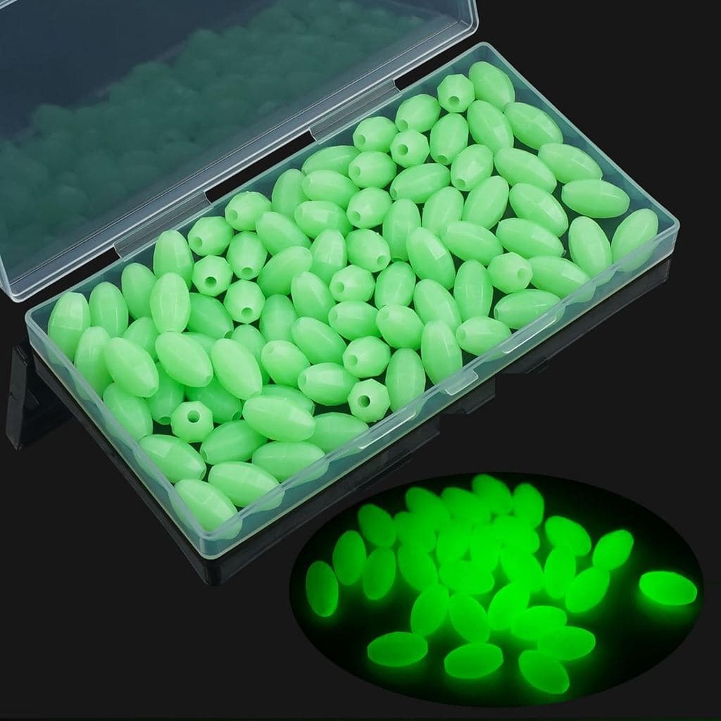 Contas de Pesca Luminosas de Plástico Rígido, Contas de Isca Ovais Verdes, Iscas de Pesca para Água Salgada e Doce, Ferr