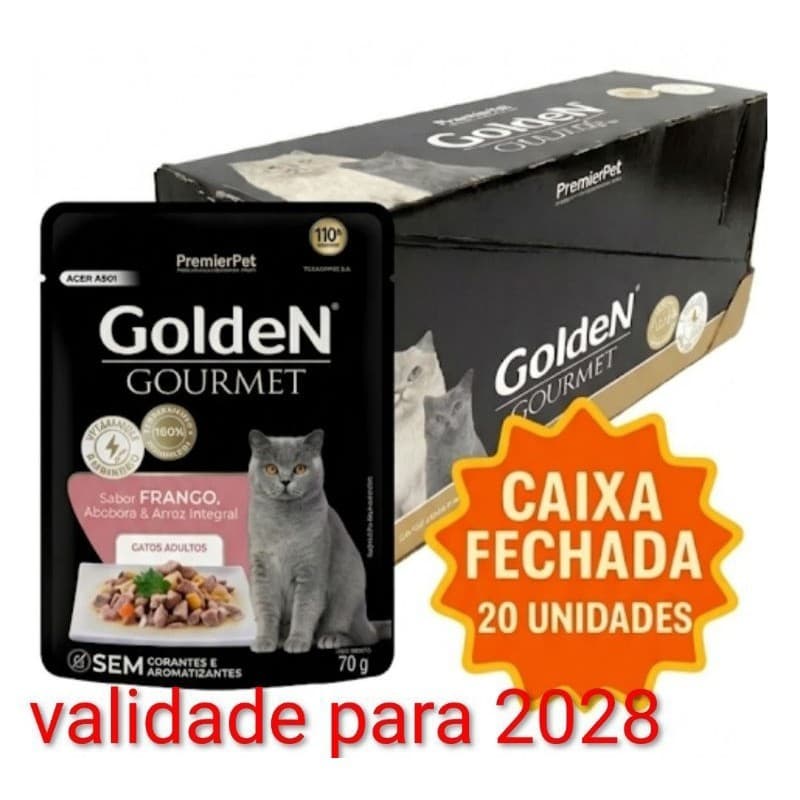 Sache Ração Úmida Golden Gourmet Para Gatos Adultos Frango 20 SACHE.