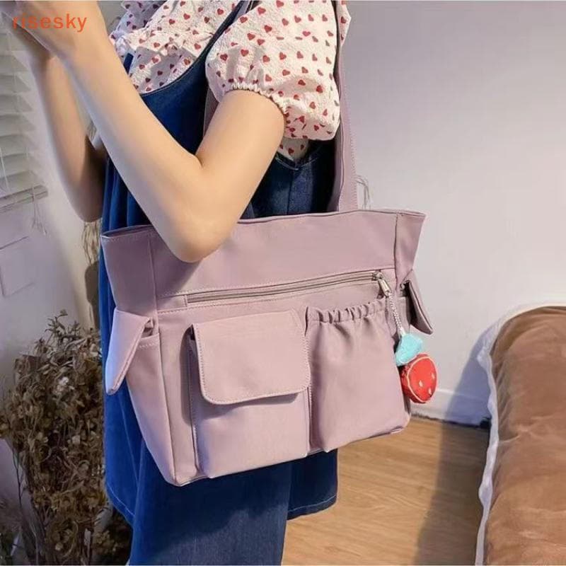 [risesky] Crossbody De Grande Capacidade Bolsa Com Vários Bolsos Oxford Messenger Tote Bolsas De Ombro Ajustáveis Para V