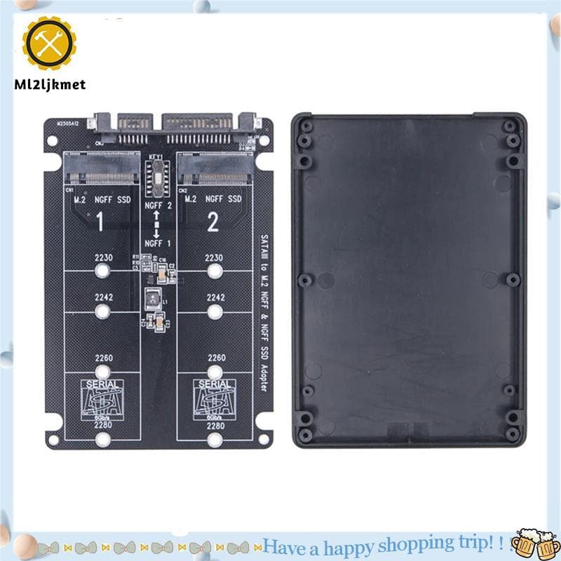 ml2ljkmet Adaptador Dual M . 2 Para SATA3.0 Protocolo SATA SSD 2 Portas NGFF B Chave 3.0 6 Gbps M2 Conversor