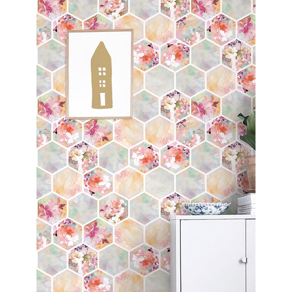 Quarto doméstico Layout papel de parede auto-adesivo adesivos de parede Hexagonal decorativo piso adesivos cozinha banhe