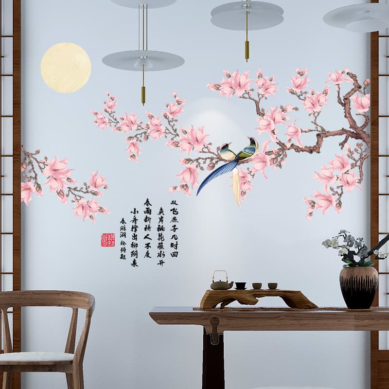 Flor de pêssego papel de parede sala de estar sofá fundo adesivos de parede quarto quente papel de parede auto-adesivo d
