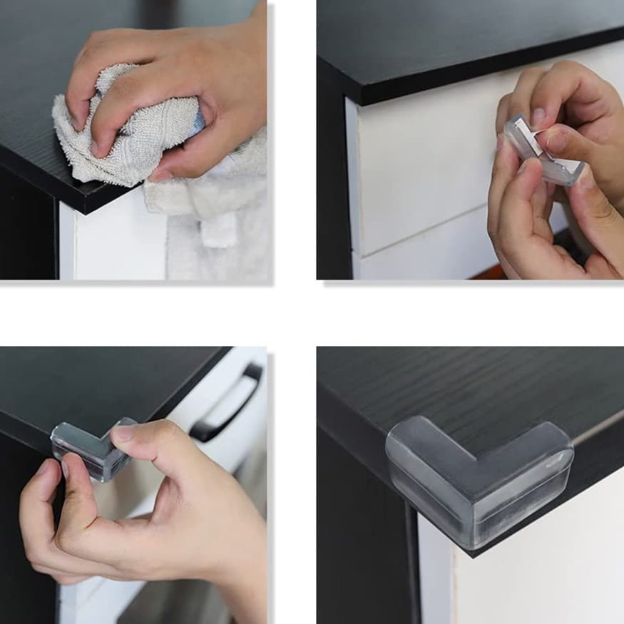 KIT COM 4 UNIDADES PROTETORES DE QUINAS DE SILICONE PARA MESAS SEGURANÇA PARA CRIANÇAS E BEBÊS
