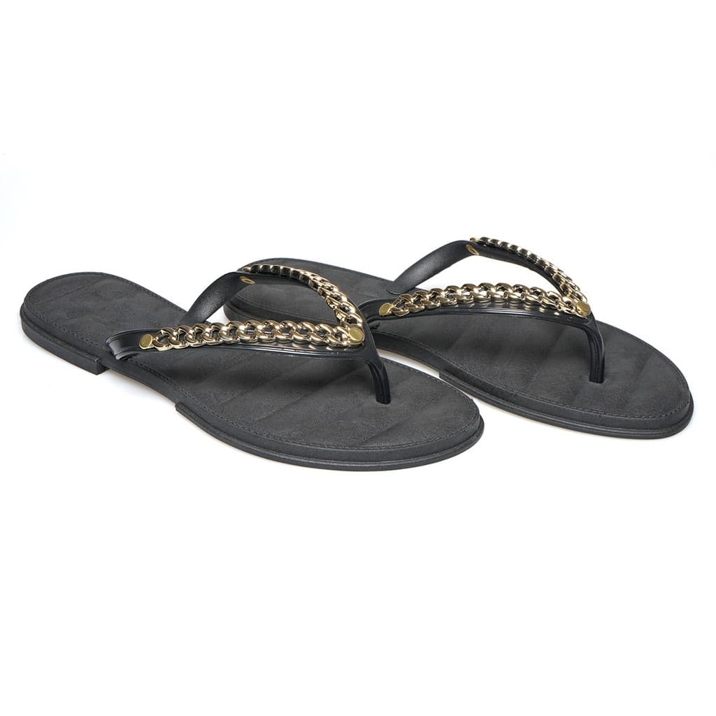 Chinelo Feminino Comfort com Corrente Dourada e Palmilha Acolchoada