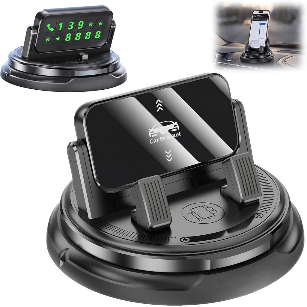 Suporte de celular para carro com rotação de 360 graus, suporte de celular ajustável com mola, suporte de celular univer