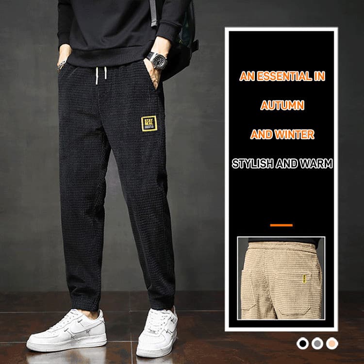 【Material Resistente】[Thick & Durable] 【Premium Corduroy Comfort】 JL Men's Thick Corduroy Joggers for Cool Weather Calça