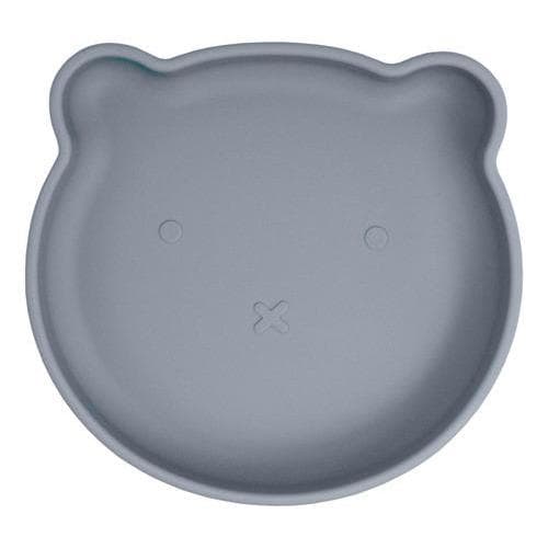 Prato Alimentação Infantil Bebê Freso Baby Silicone Livre BPA Ventosa Forte BLW Urso Cinza
