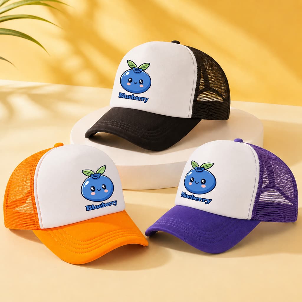 Chapéu De Beisebol Estampado De Mirtilo De Desenho Animado , Malha Respirável , Guarda-Sol , Viagem , Multifuncional , P