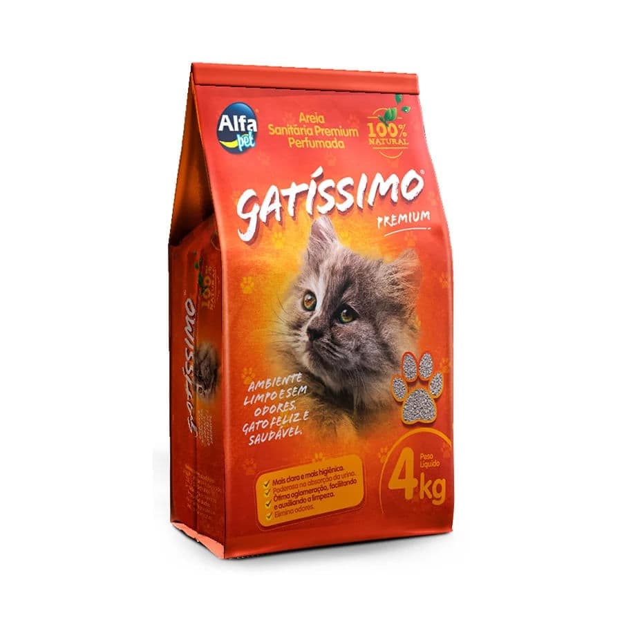 Areia Sanitário Higiênico Premium Perfumada Gatíssimo para Gatos 4kg