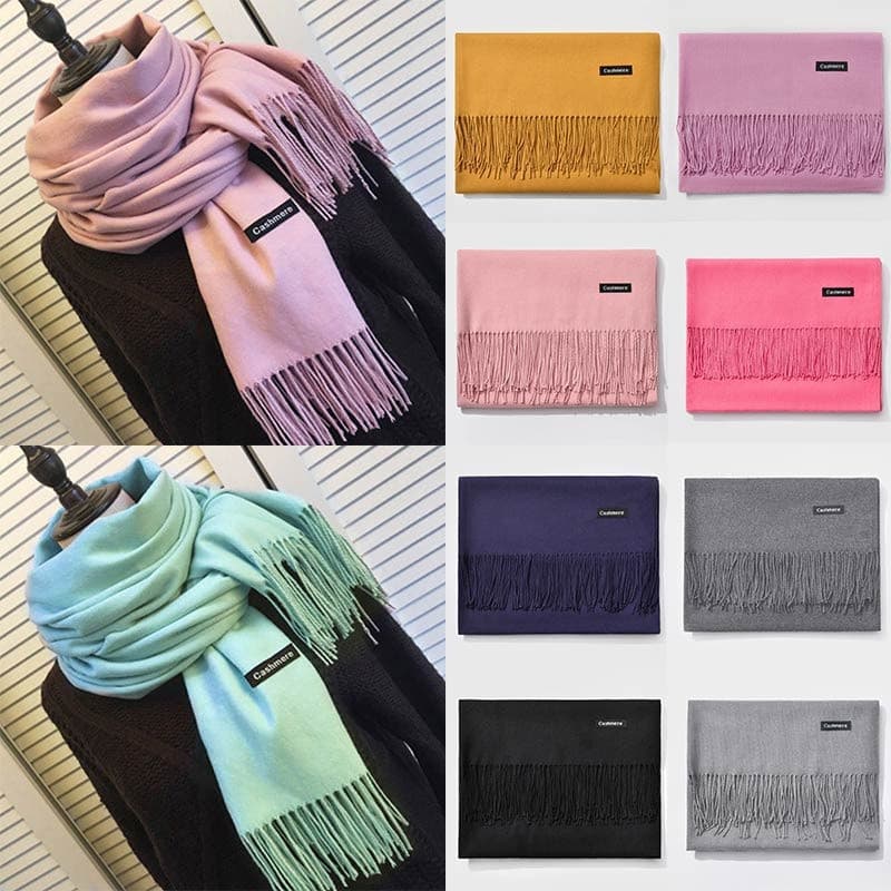 [Cachecol de Cashmere 210g] Cachecol de Lã Unissex/Xale de Cashmere/Cachecol/Elegante/Cor Sólida/Quente/Flexível para Us