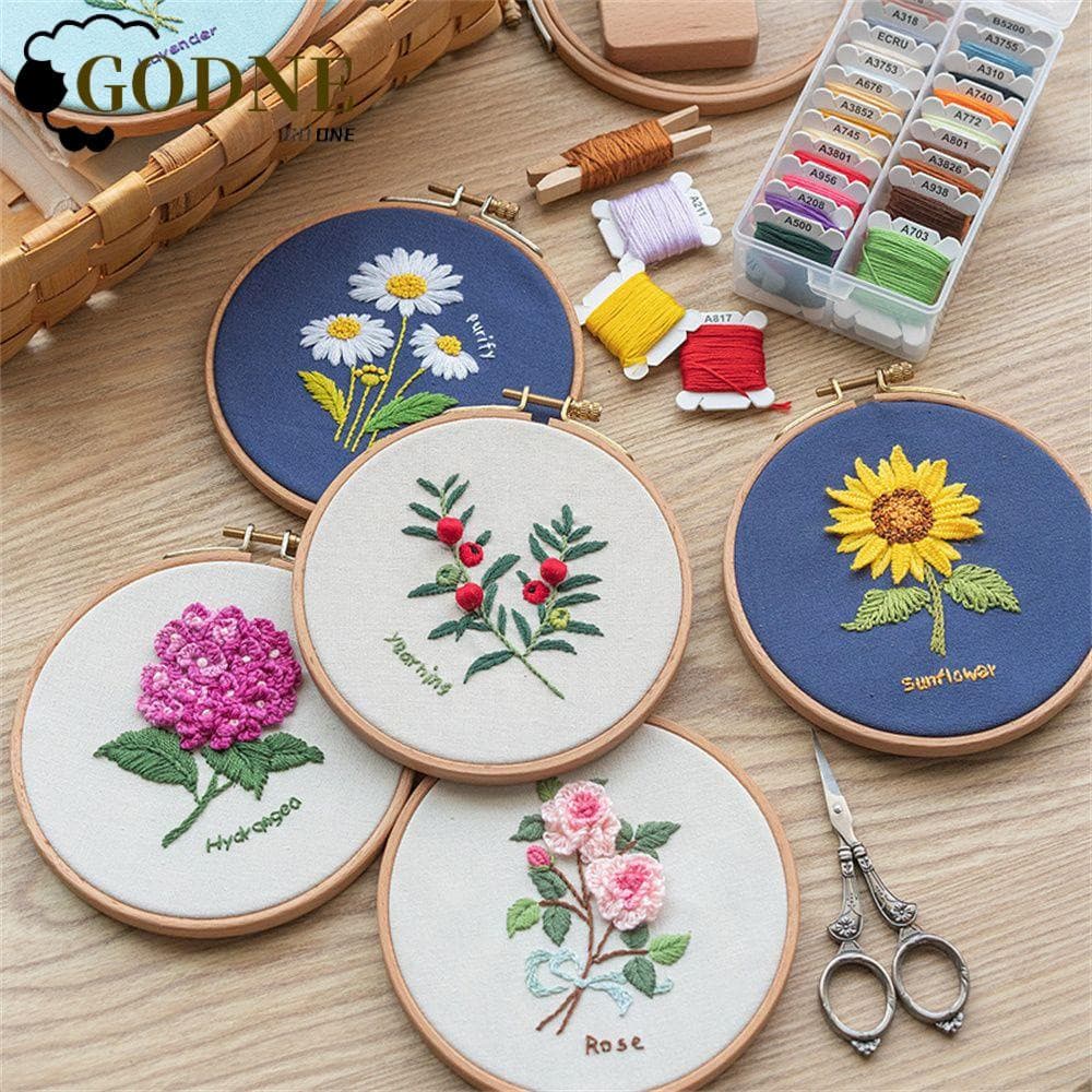 Kit de Bordado Artesanal para Iniciantes GODNESSFO - Série Floral
