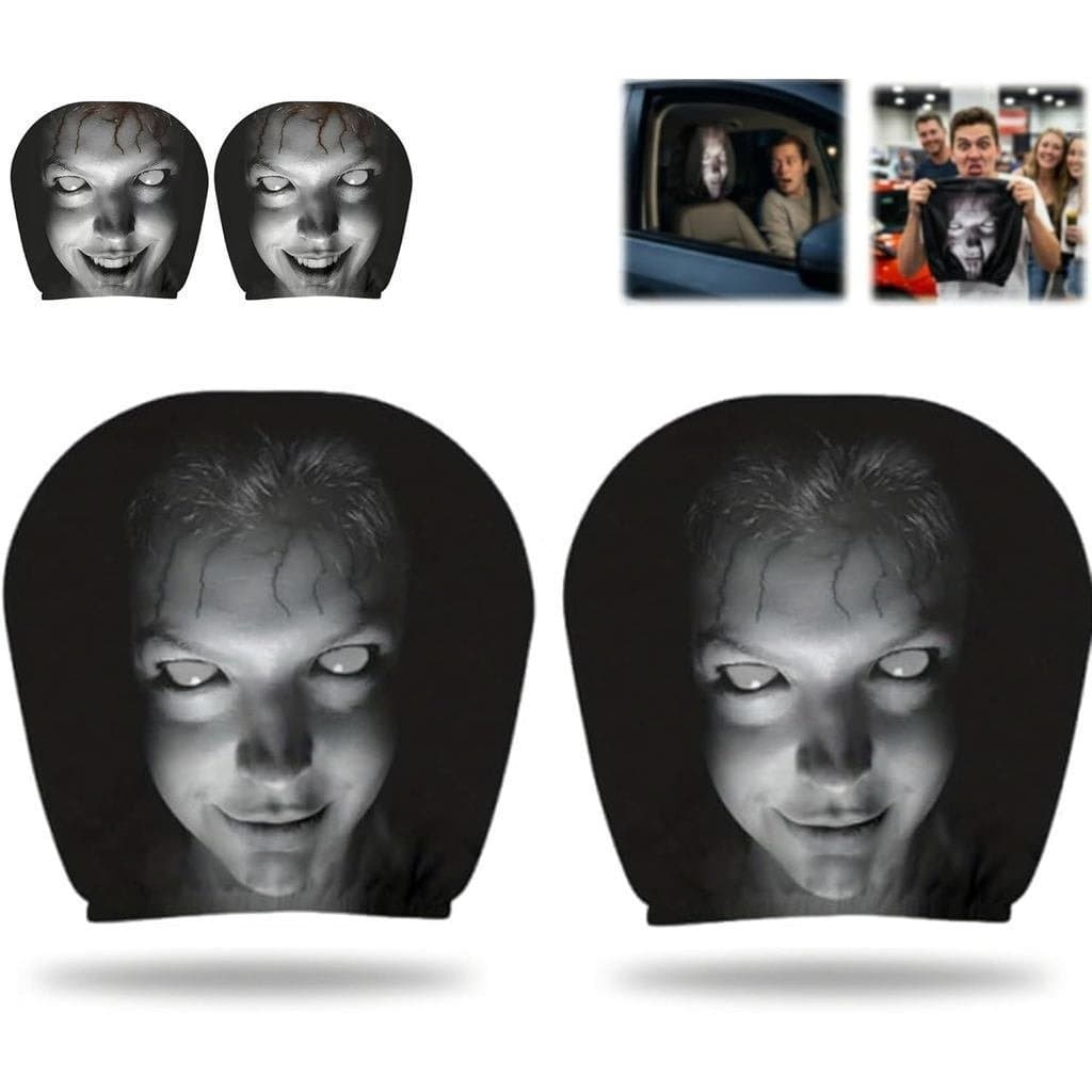 Capa Fantasma de Halloween para Encosto de Cabeça de Carro com Elástico Decoração Automotiva Assustadora para Banco
