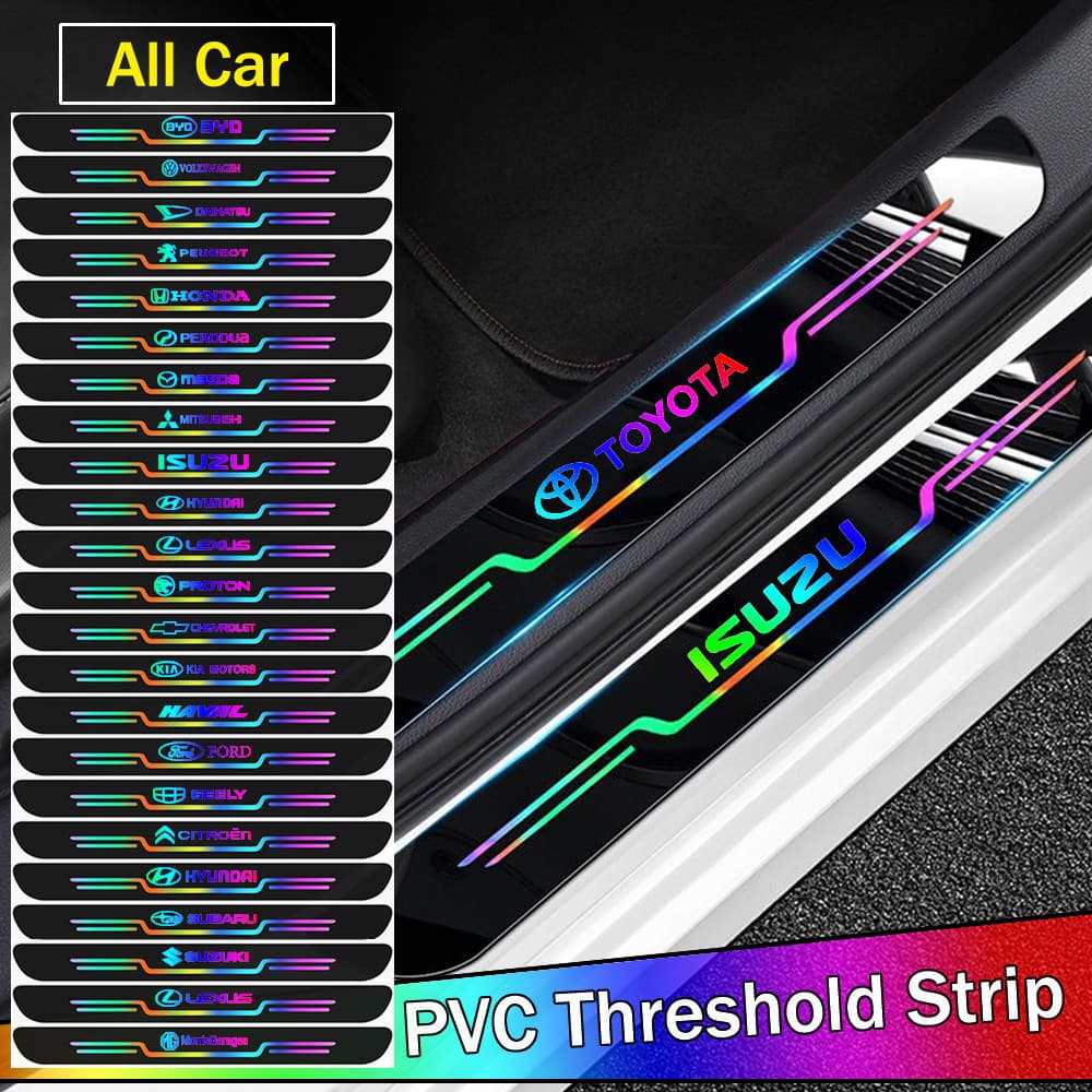 4 Peças Adesivo de PVC para Soleira de Porta de Carro com Efeito Laser para Geely Coolray SX11 Atlas GC4 GC5 GC6 GC2 Emg