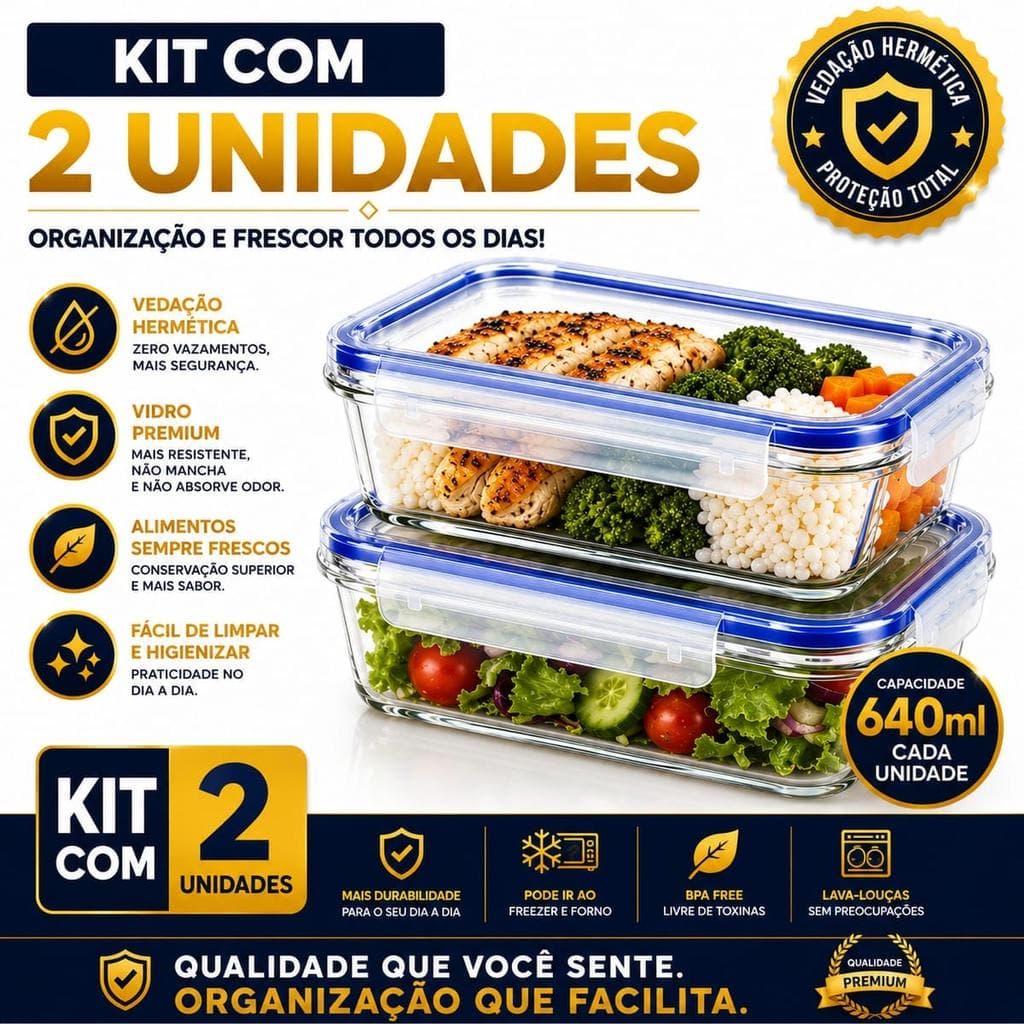 POTE DE VIDRO HERMÉTICO MARMITA TAMPA SILICONE - 2UN