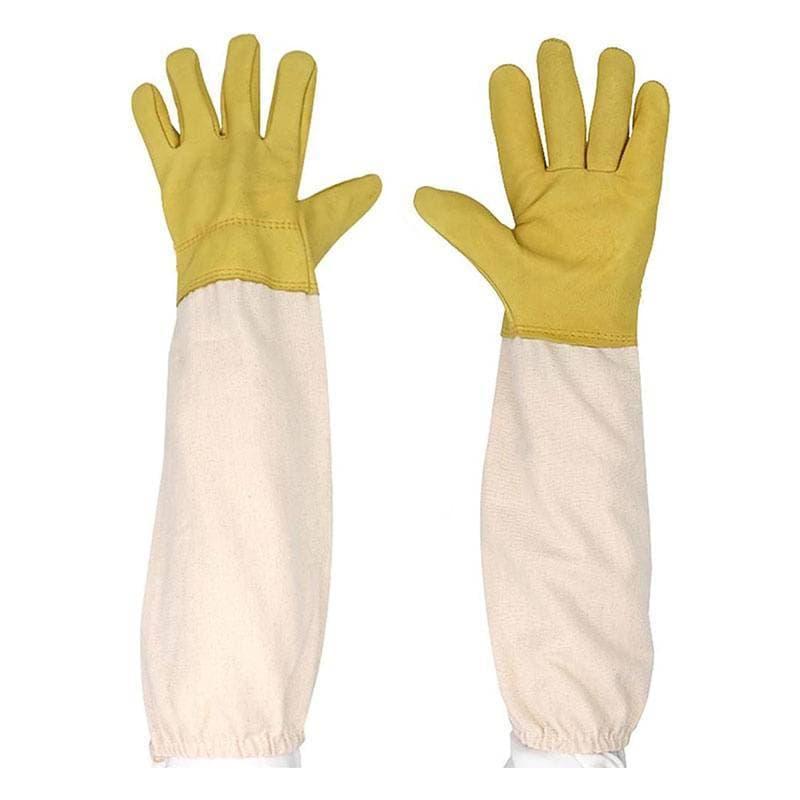 OZTH Luvas De Colheita De Mel Inspeção De Abelha Proteção De Apicultura Respirável Lona Mangas De Couro De Cabra Para An