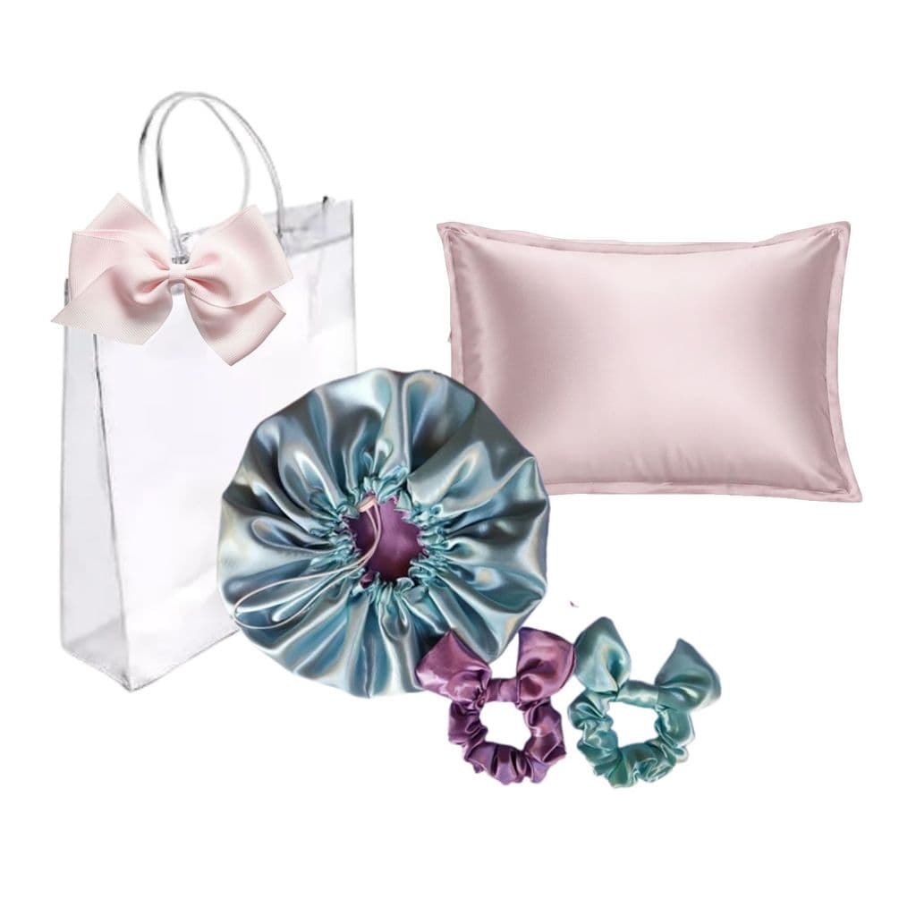 Kit Touca Cetim Antifrizz ,1 Fronha  2 Scrunchies Verde água