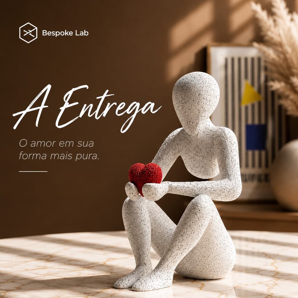 Escultura A Entrega Decorativa Minimalista para Sala Presente Romantico Familiar