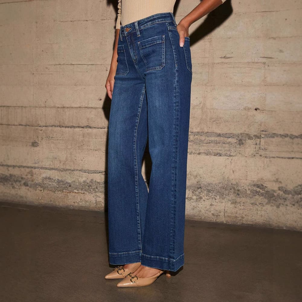 Amplo novo estilo 2025 estilo feminino cintura Jeans finos alta Retro perna calças primavera temperamento pernas retas e