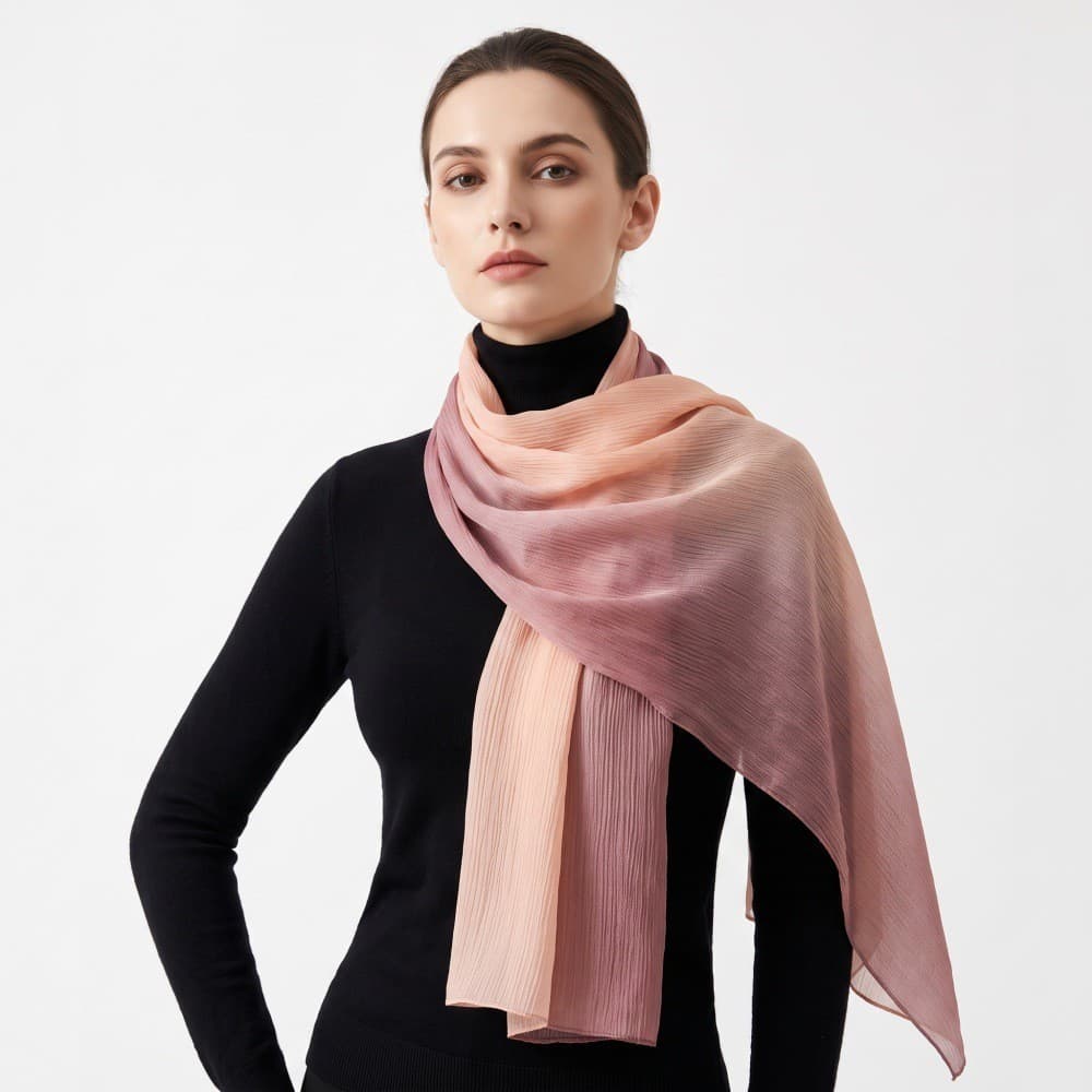 Senhoras luz luxo longo cachecol cetim Chiffon brilhante diamante Crinkle gradiente pintado à mão macio sedoso Headscar