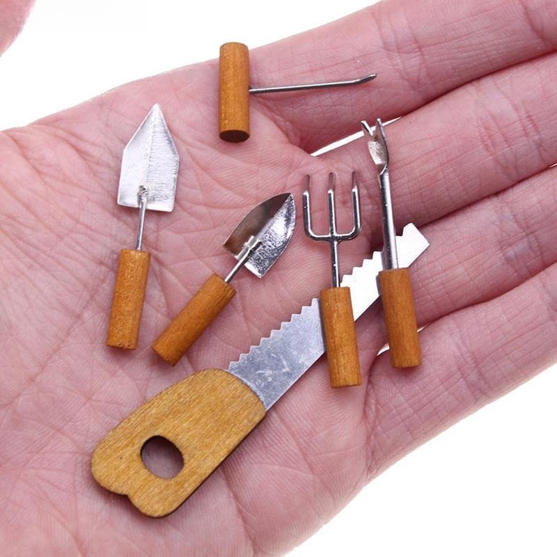 S4BS Entrehot > 6 Peças 1:12 Simulação de Jardinagem Multi-ferramenta Miniatura Casa de Bonecas Brinquedos de Limpeza pa