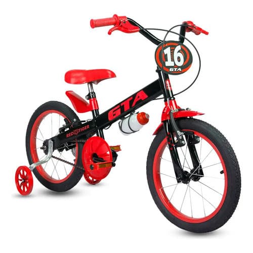 Bicicleta Infantil Aro 16 Gta Red Tiger Vermelha Preto Vermelho