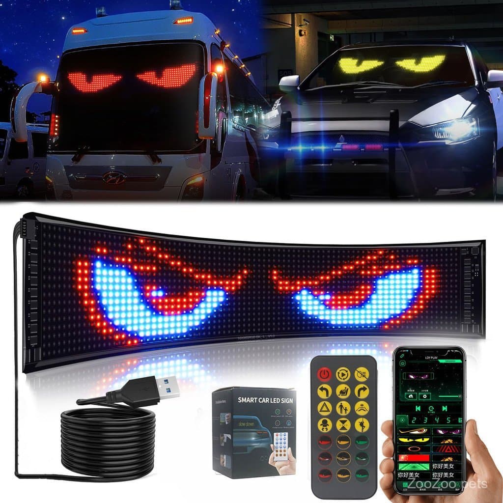 Nova Tela Flexível Portátil para Carro com Adesivo "Olho do Diabo" - Tela LED Flexível Editável por APP