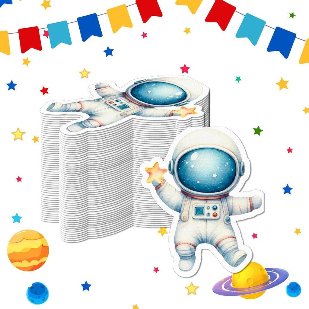 100 Unidades de Guardanapos de Papel em Forma de Astronauta, Estampa Espacial em Aquarela, Descartáveis para Almoço e Ja