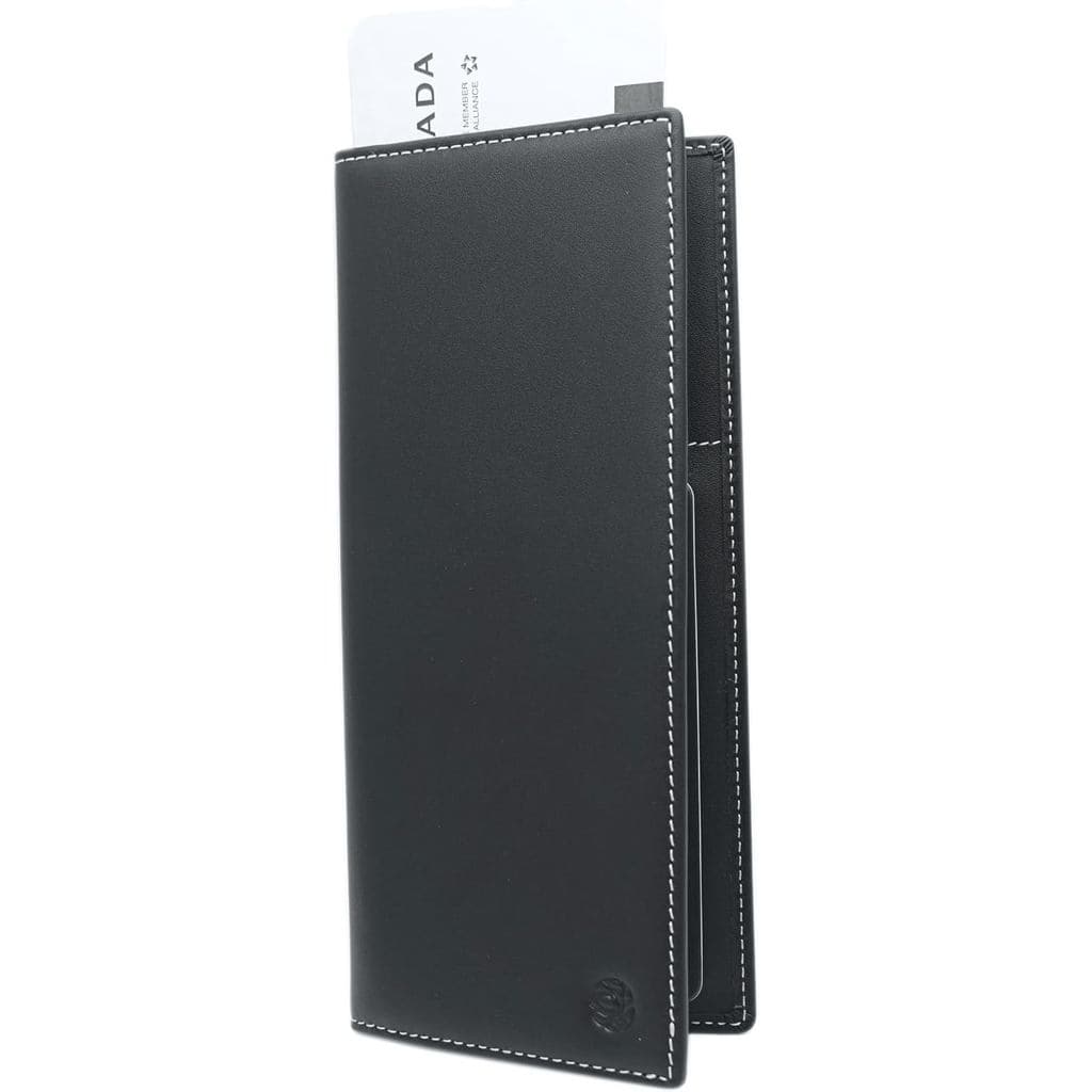 Capa De Passaporte Longa Com Bloqueio De RFID De Couro Genuíno (Cinza)