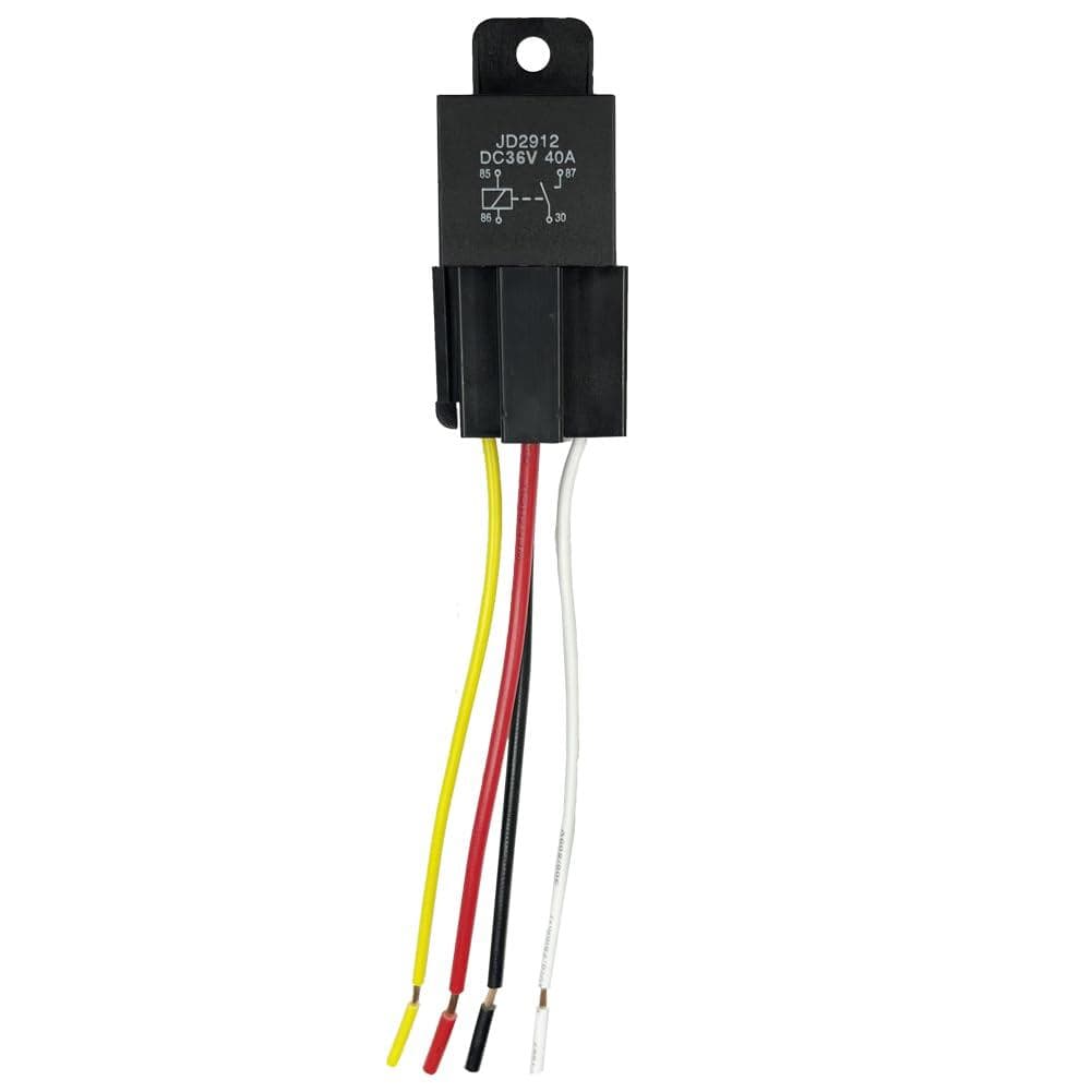 Soquete de Relé SPST de 36V 40A com 4 Pinos e Fios com Etiquetas Coloridas para Fiação de Relé Automotivo em Caminhões,