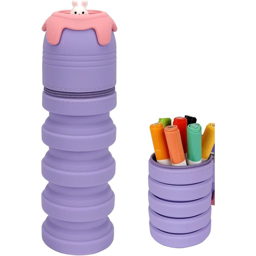 Capa de Silicone Expansível - Bolsa Pop-Up Estética de Coelho Fofo, Organizador Lavável para Alívio de Estresse para Mes