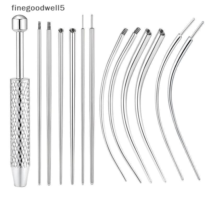 Finegoodwell5 Aço Inoxidável Titânio Curvo Piercing Cônico Ferramenta Brinco Aplicador Profissional Punctura Em Linha Re