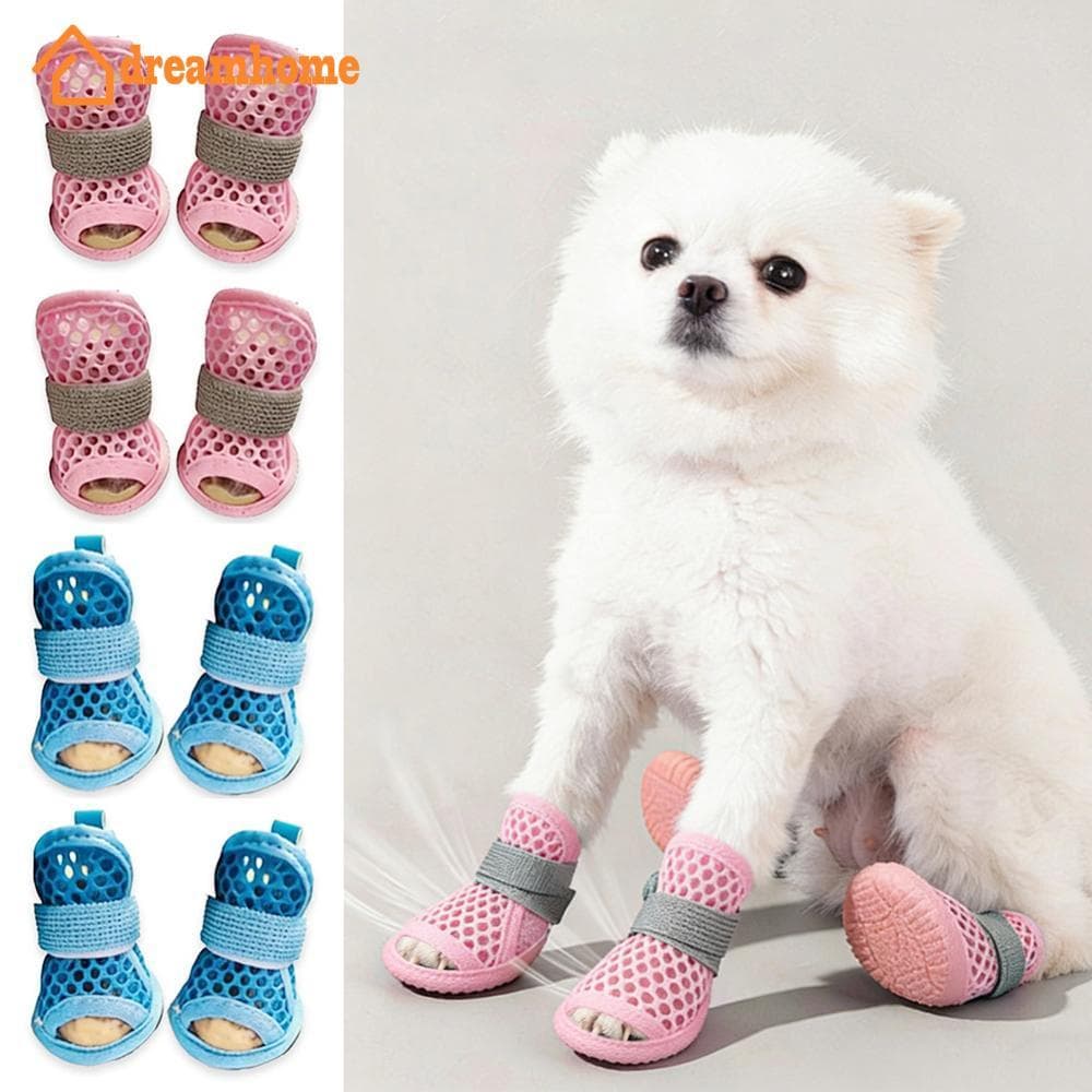 DREAMHOME Sandálias De Malha Respirável Para Cães Pequenos Sapatos De Verão Animais De Estimação Com Sola Elástica Antid