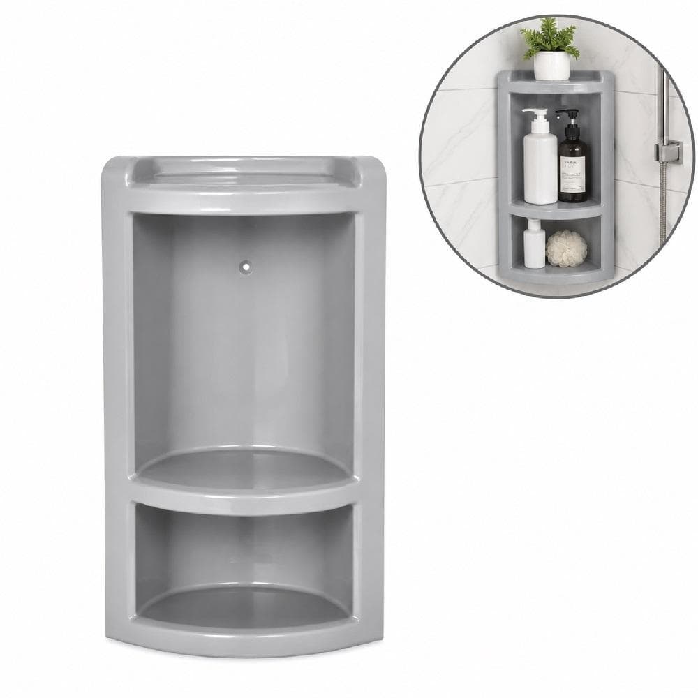 Prateleira Porta Shampoo Cantoneira Banheiro Parede Prata Porta Condicionador Cosmeticos Organizador Multiuso