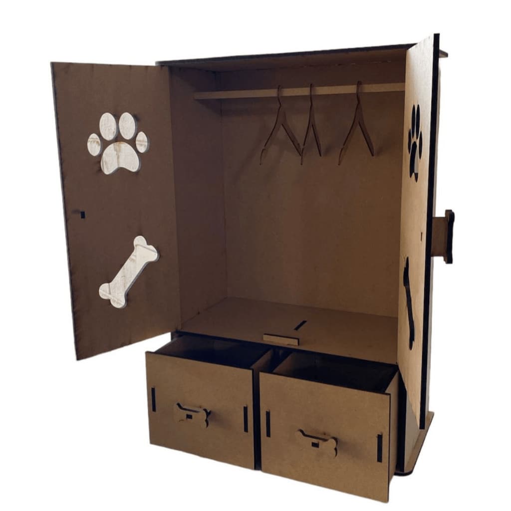 Guarda Roupas Pet P/ Cachorro Organizador Roupinhas Mdf Cru