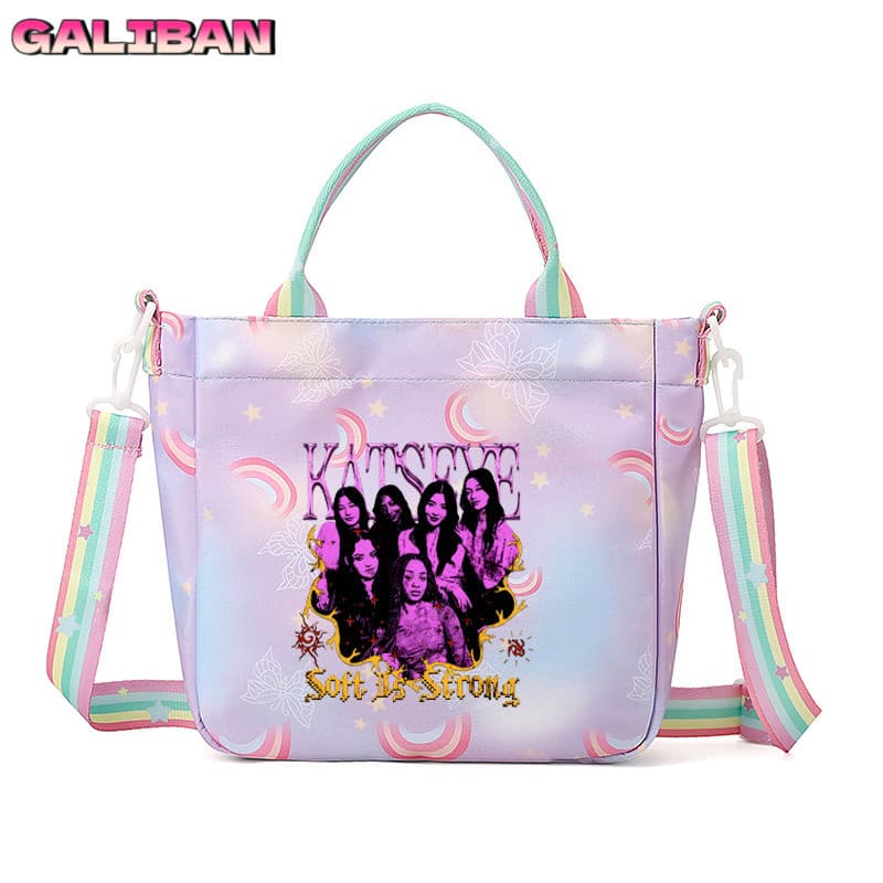 Bolsa transversal feminina, bolsa escolar katseye, bolsa para estudantes, bolsa de viagem diária de grande capacidade.