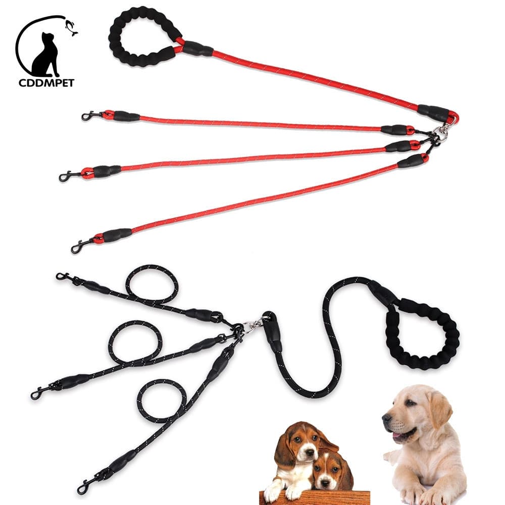 Coleira tripla de 2/3 cabeças, coleira para cães destacável, adequada para cães de porte médio e grande, equipada com um