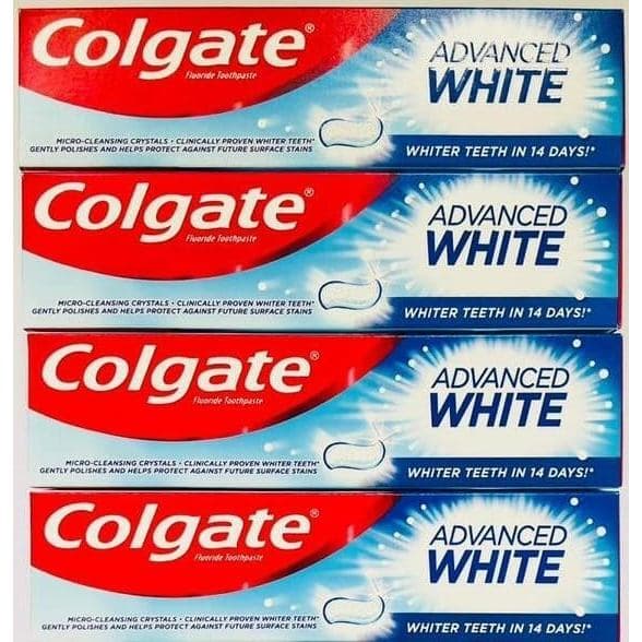 Pacote com 4 Unidades - Pasta de Dente Colgate Advanced White com Fluoreto (100ml x 4) |   Dentes Mais Brancos em 14 Dia