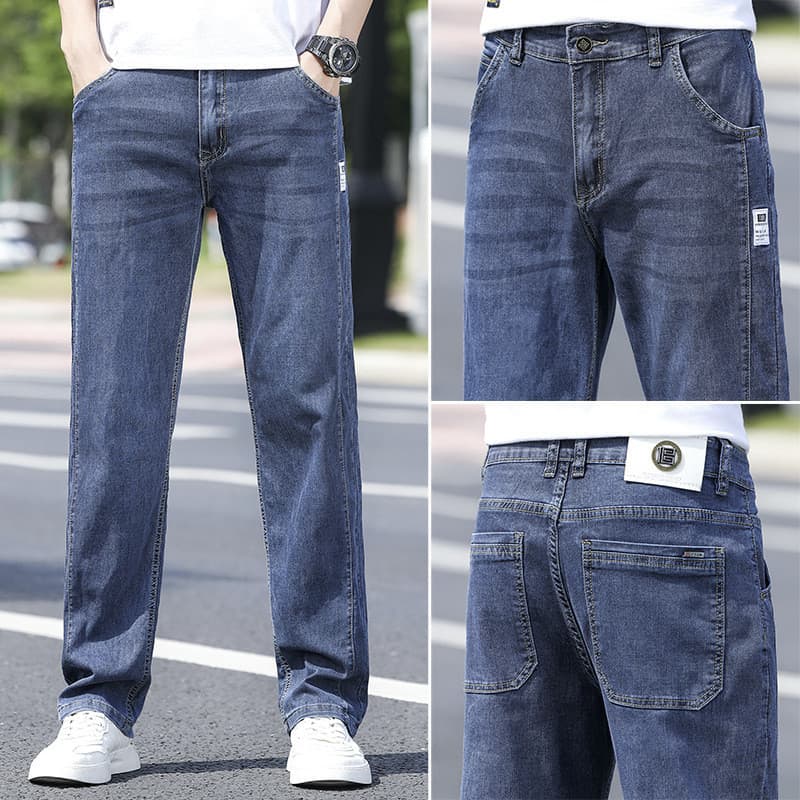 Jeans retos 2025 calças Jeans jovens masculinas Slim-fit calças soltas retas Street Wear calças masculinas casuais