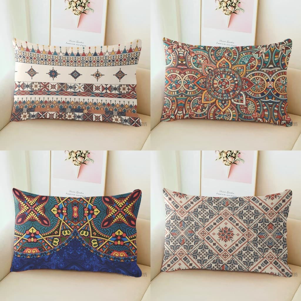 Fronha boêmia retangular luz luxo americano Retro estilo étnico travesseiro sala de estar sofá almofada de face única fr