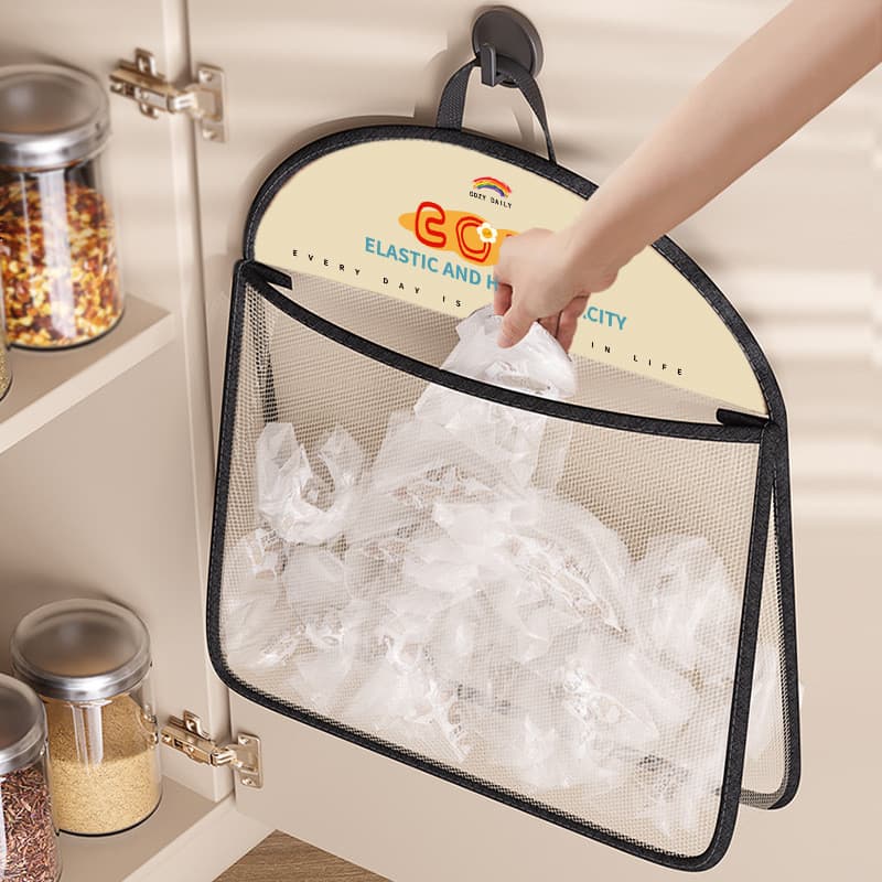 Saco de lixo de cozinha, ferramenta útil, grande capacidade, rede de armazenamento de parede, saco de plástico antigo, c