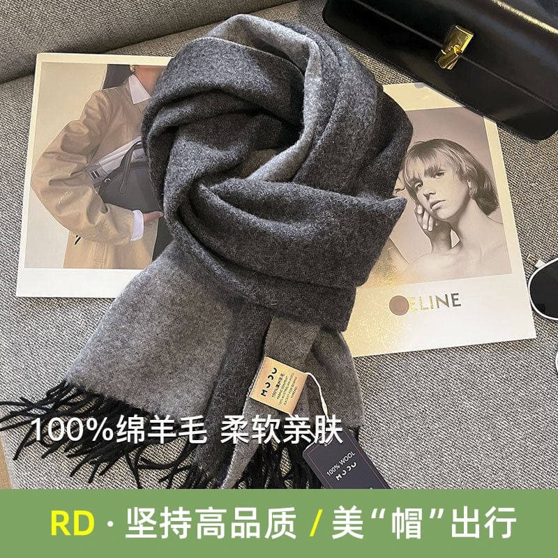 RD Austrália 100% lenço de lã pura feminino dupla face cor sólida babador pesado masculino moda All-Match xale exterior
