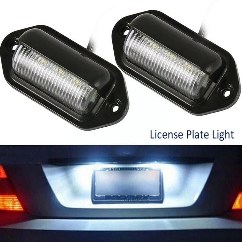 2 Peças de Luzes de Placa de Licença Automotivas com 6 LEDs, Luz Traseira/Lâmpadas de Degrau para Barco, Caminhão, Reboq