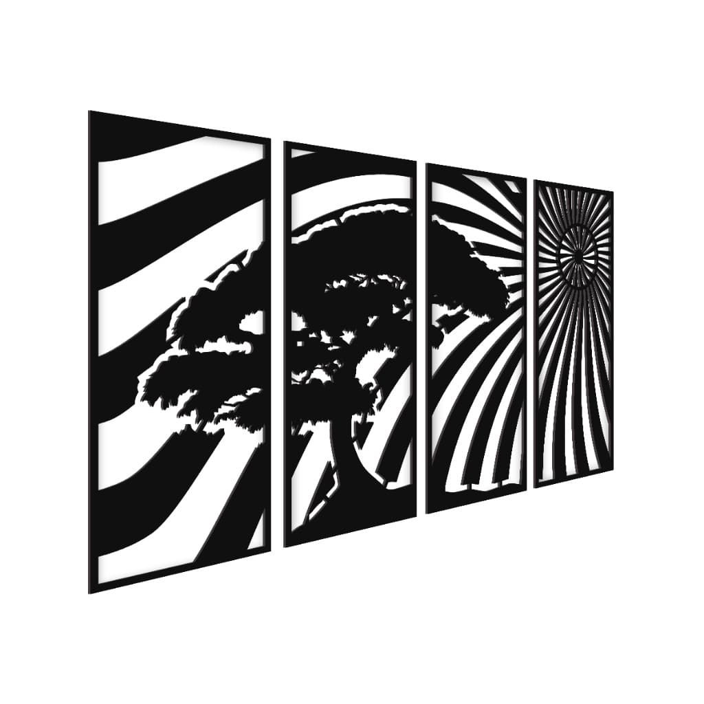 Quadro Decorativo Árvore Abstrata MDF 3mm Preto Geométrico Parede