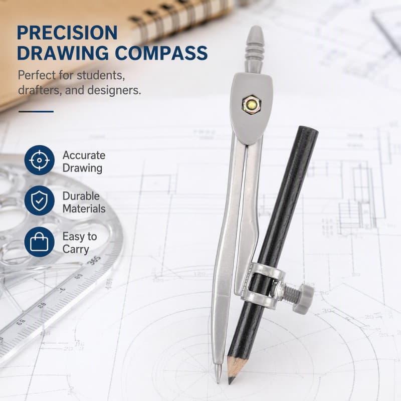 📎 1 Compasso Profissional Madeira Metal Multi Para Geometria E Desenho