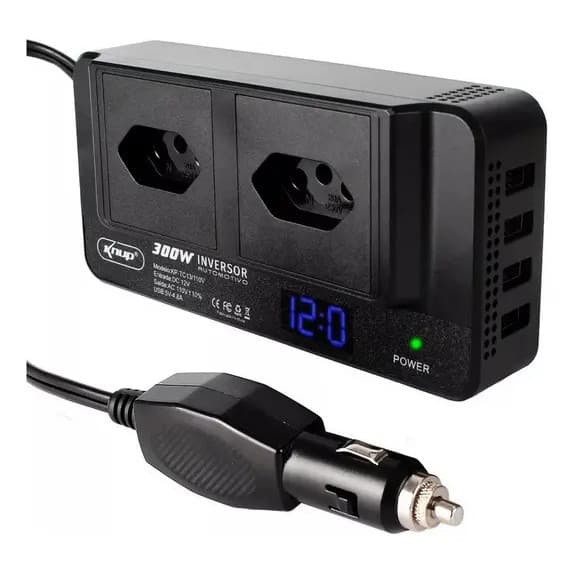 Inversor De Tensão 12v/110v 300w 2 Tomadas 4 Usb Knup