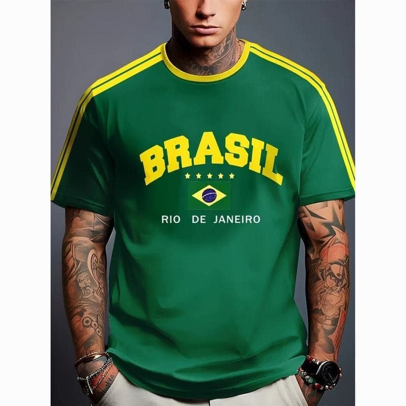 26 verão novo estilo camisa brasil impressão camisa na moda Retro camisa impressão 3D solto Casual uniforme do time de f