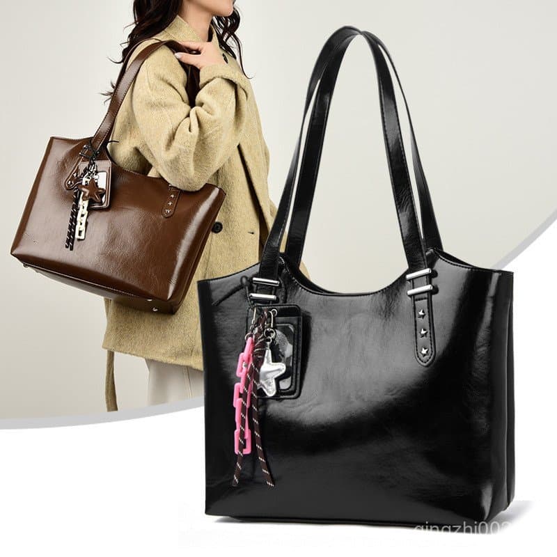 Bolsa Tote de Grande Capacidade para Mulheres, Vintage, Simples, Elegante, Versátil, Bolsa de Ombro Único 7.21 L2M5